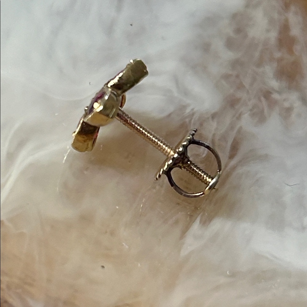 14k Solid Gold & Ruby Single Earring - image 6